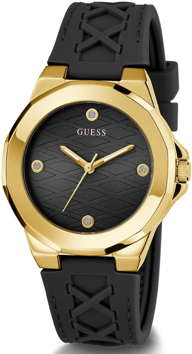GUESS Vrouwen Analoge Quartz Horloge met Roestvrij stalen Band GW0599L2, goud, strip
