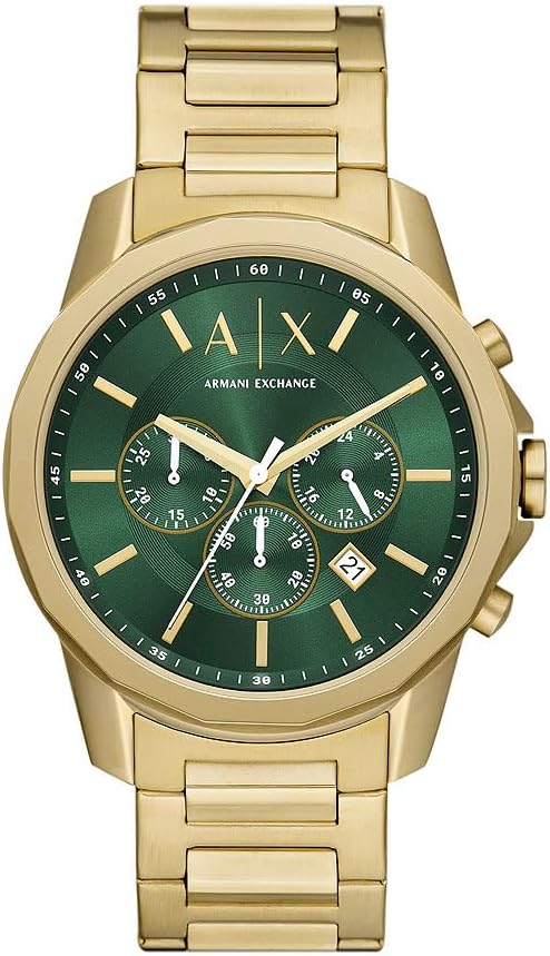Armani Exchange herenhorloge, chronograaf uurwerk, roestvrij staal, met een kastmaat van 44 mm en een siliconen of stalen horlogeband