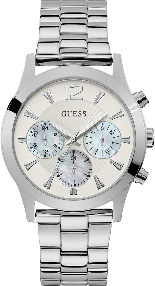 Guess Analoog kwartshorloge voor dames, met roestvrijstalen armband W1295L1, zilver, armband