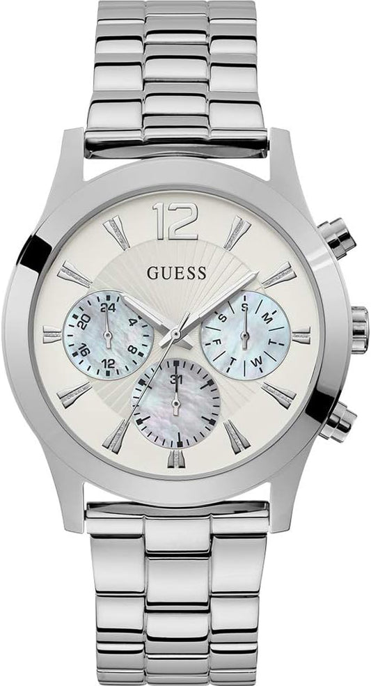 Guess Analoog kwartshorloge voor dames, met roestvrijstalen armband W1295L1, zilver, armband
