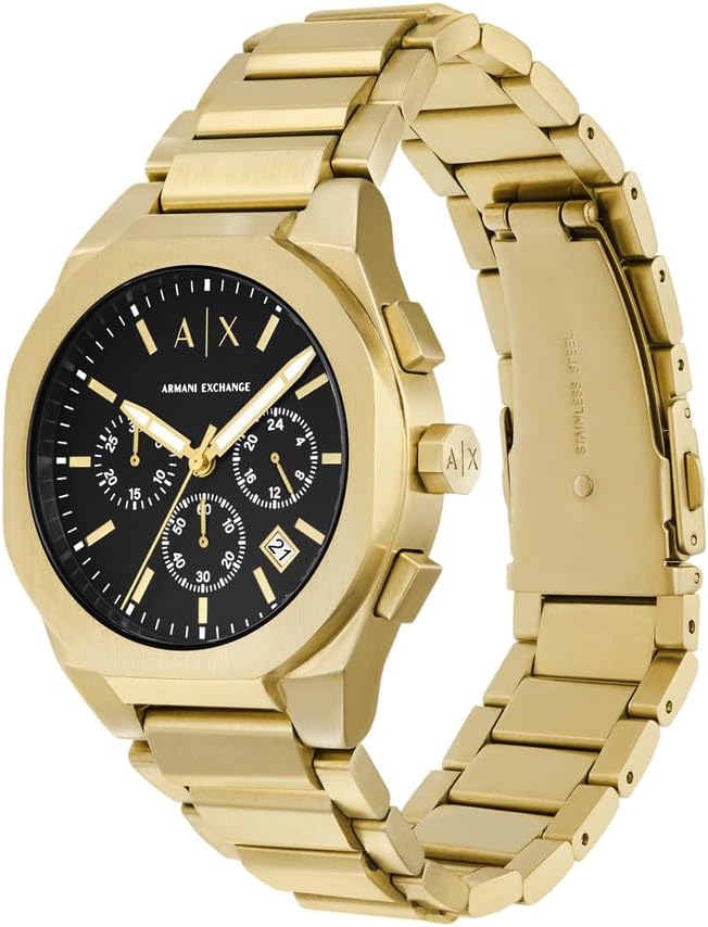 Armani Exchange Heren analoog quartz horloge met roestvrij stalen band AX4180, Goud