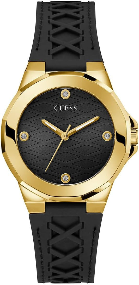 GUESS Vrouwen Analoge Quartz Horloge met Roestvrij stalen Band GW0599L2, goud, strip