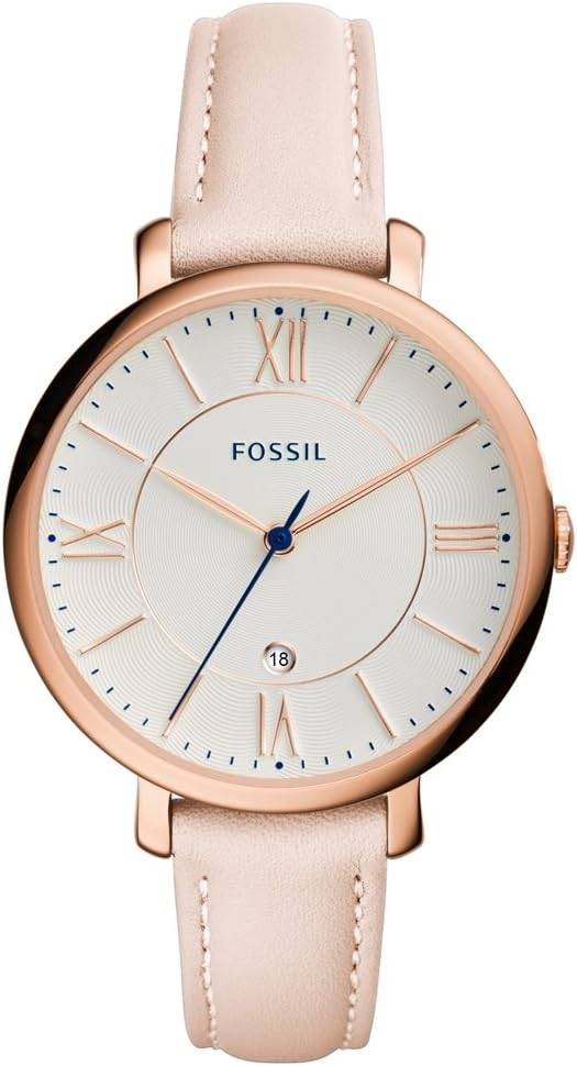 Fossil Jacqueline Watch for Women, Quartz movement with Stainless steel and leather Strap