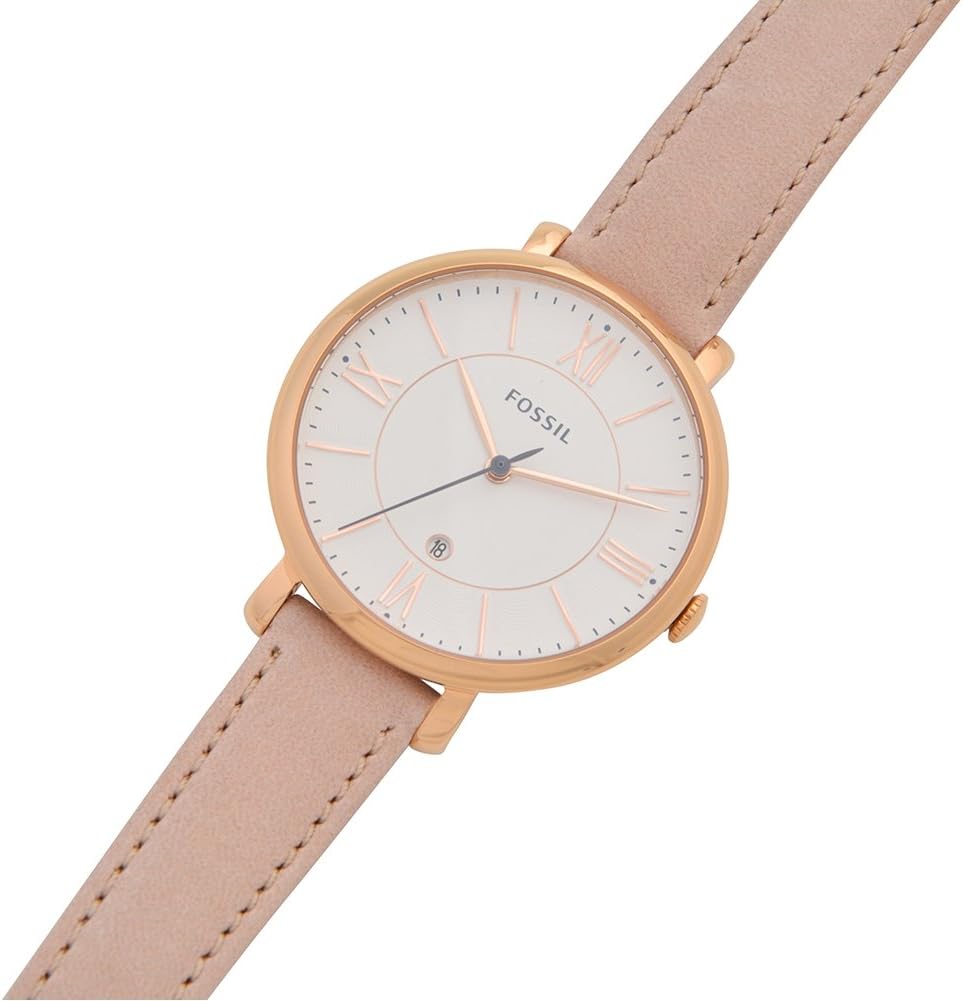 Fossil Jacqueline Watch for Women, Quartz movement with Stainless steel and leather Strap