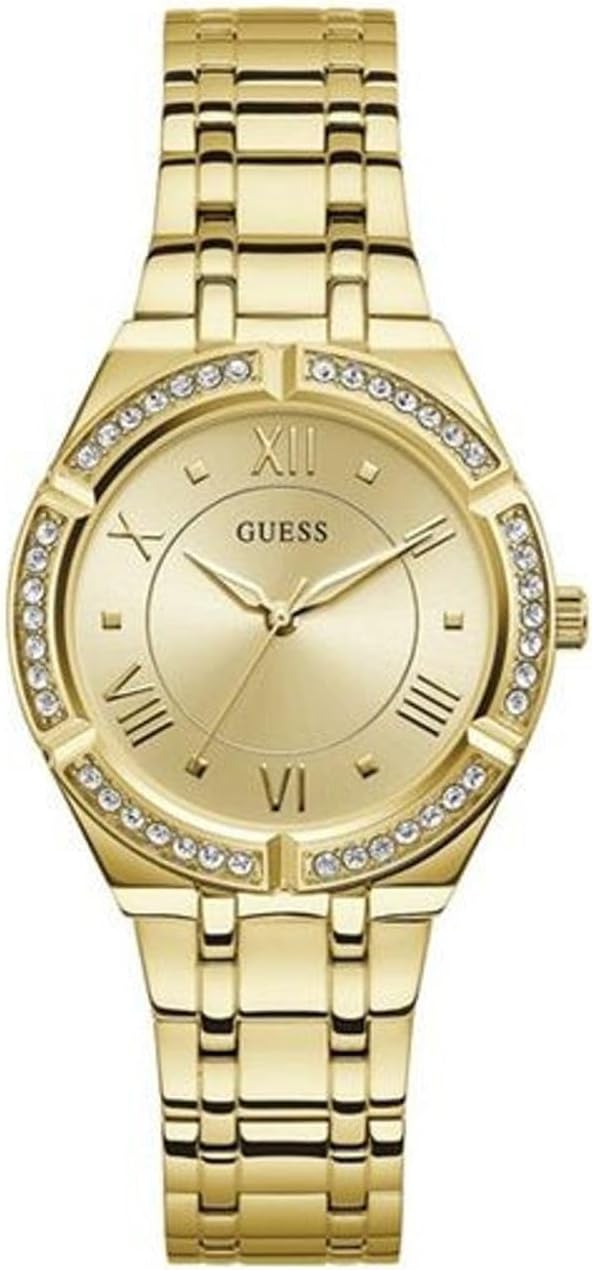 GUESS Blauw + Rose Goud-Tone Crystal Siliconen Horloge