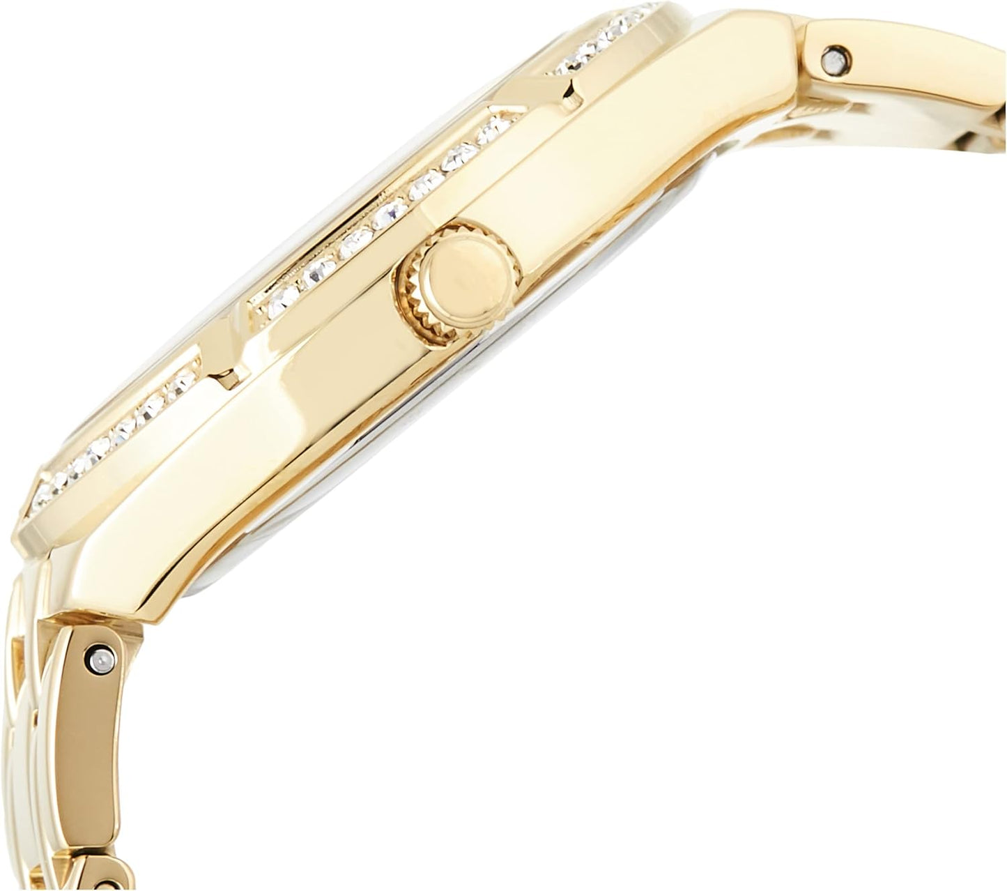 GUESS Blauw + Rose Goud-Tone Crystal Siliconen Horloge