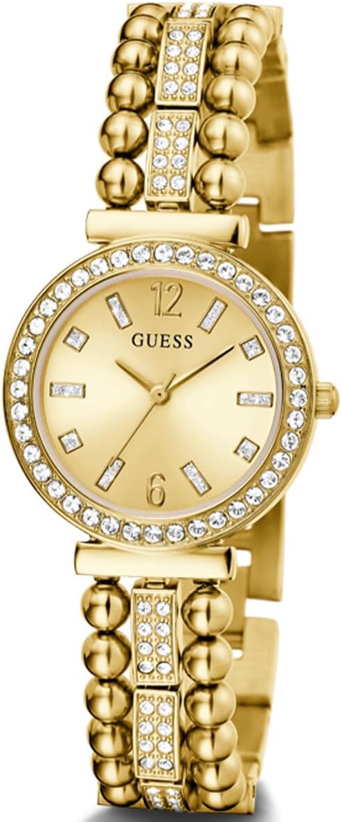 GUESS Women's Quartz Dress Watch with Stainless Steel Strap, Gold, 14 (Model: GW0401L2)
