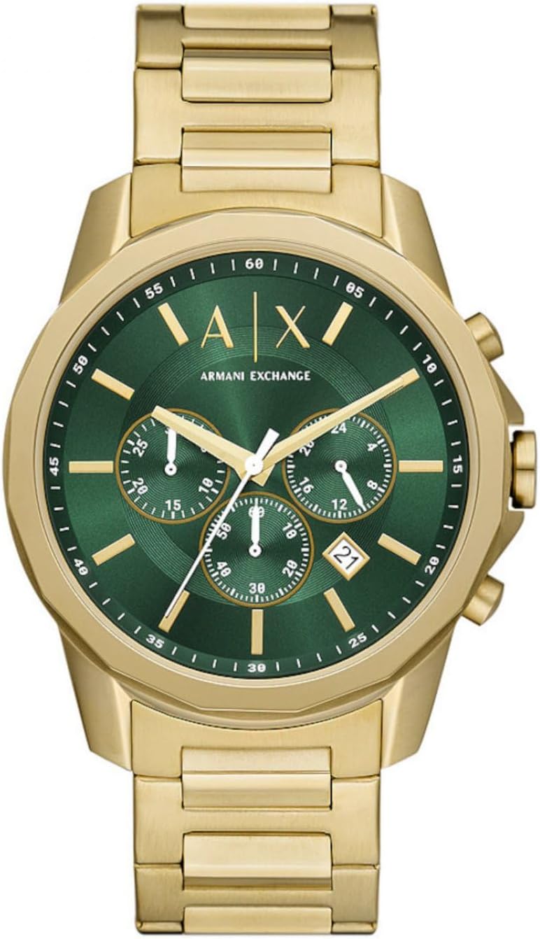 Armani Exchange herenhorloge, chronograaf uurwerk, roestvrij staal, met een kastmaat van 44 mm en een siliconen of stalen horlogeband