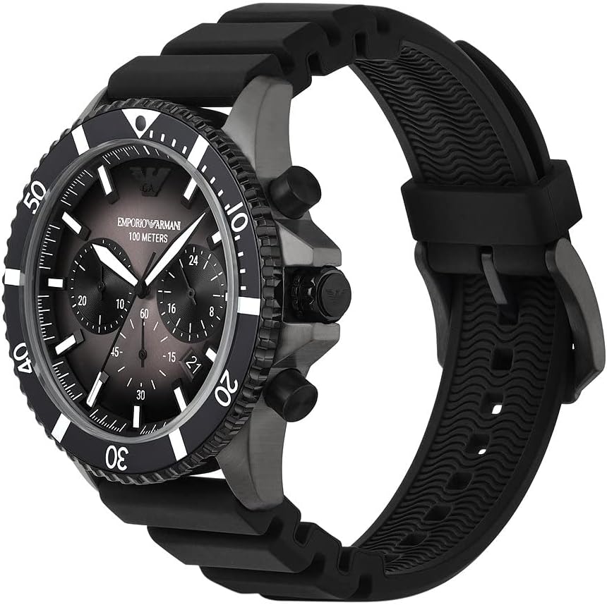 Emporio Armani Horloge voor heren, chronograaf uurwerk, ten minste 50% gerecycled roestvrij stalen horloge, kastmaat 43mm