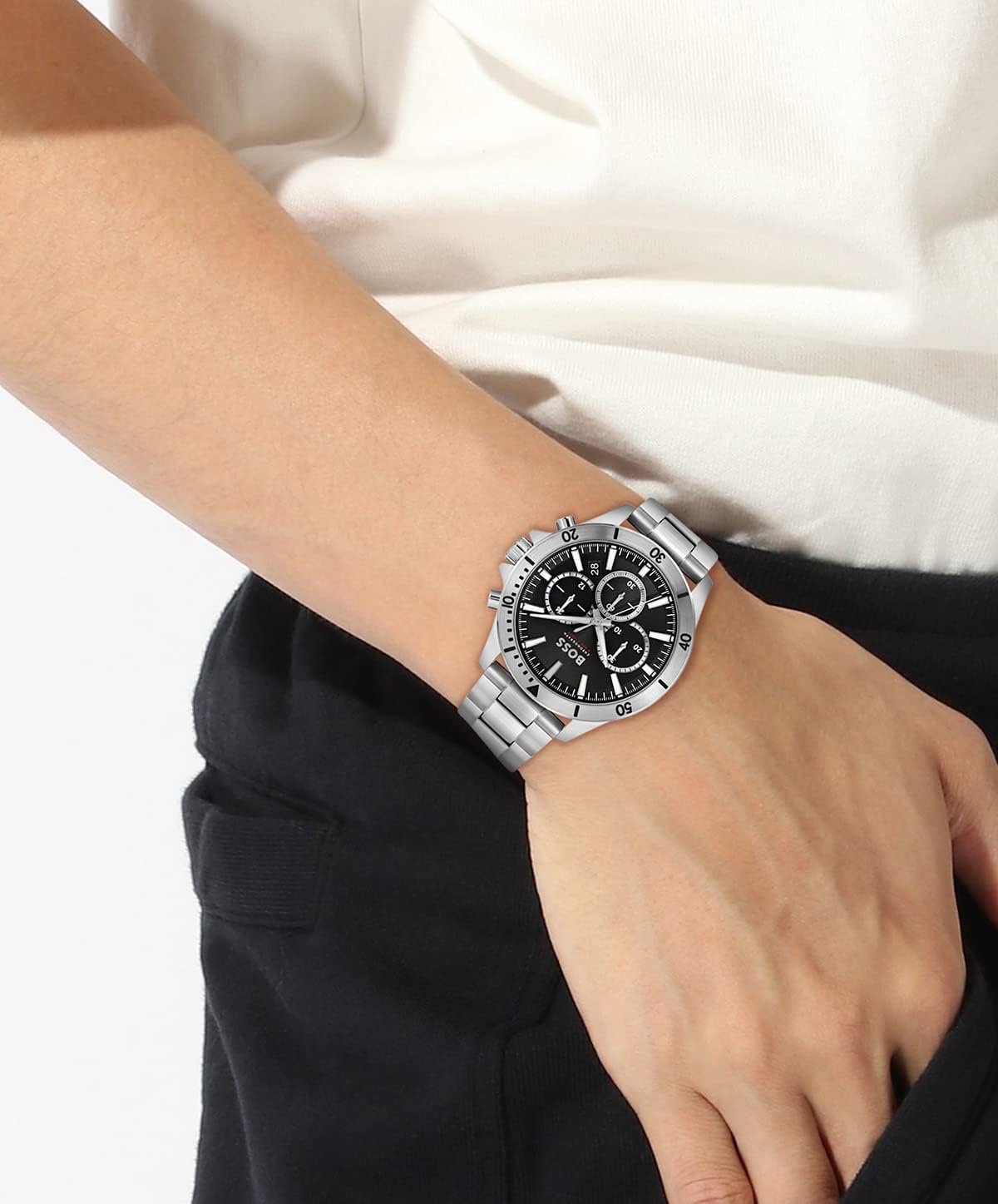 BOSS Chronograph Quartz horloge voor heren met zilveren roestvrijstalen armband - 1514057