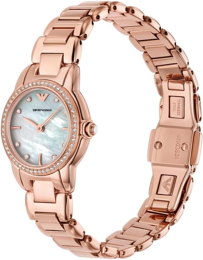 Emporio Armani Horloge Voor Dames, Driehandig Quartz uurwerk en 32mm kastmaat met roestvrij stalen, lederen of siliconen band