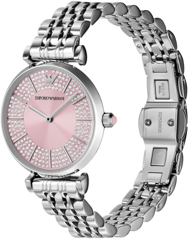 Emporio Armani Analoog kwartshorloge voor dames met roestvrij stalen armband AR11686, zilver