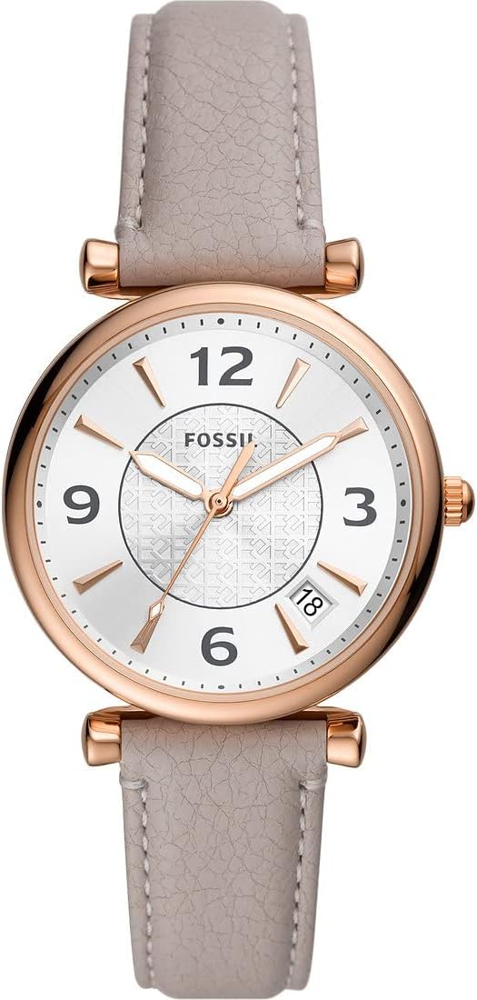 Fossil Carlie Watch for Women, Quartz movement with Stainless steel or Leather Strap