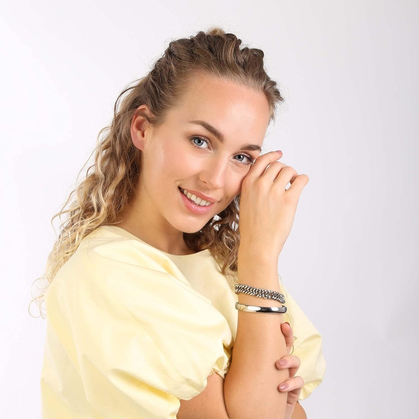 Lucardi Dames Armband schakel roseplated - Staal - Armband - Cadeau - 18 cm - Zilverkleurig