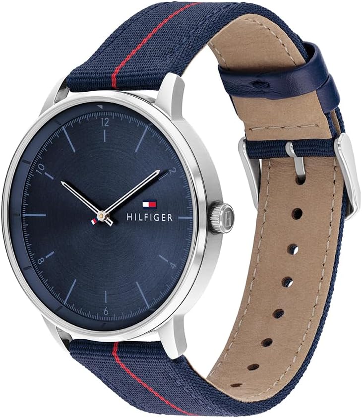 Tommy Hilfiger Analoog kwartshorloge voor heren, met nylon armband 1791844, rood-blauw, Met bandjes
