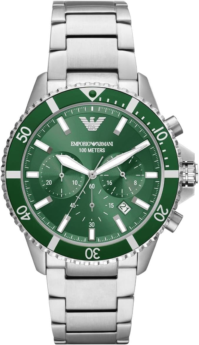 Emporio Armani Horloge voor heren, chronograaf uurwerk, ten minste 50% gerecycled roestvrij stalen horloge, kastmaat 43mm