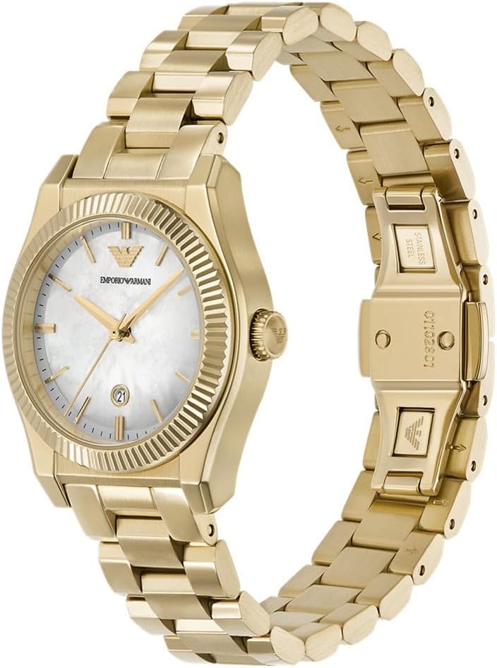 Emporio Armani Horloge Voor Dames, Driehandig Quartz uurwerk en 32mm kastmaat met roestvrij stalen, lederen of siliconen band