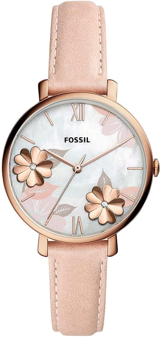 Fossil Jacqueline Watch for Women, Quartz movement with Stainless steel and leather Strap