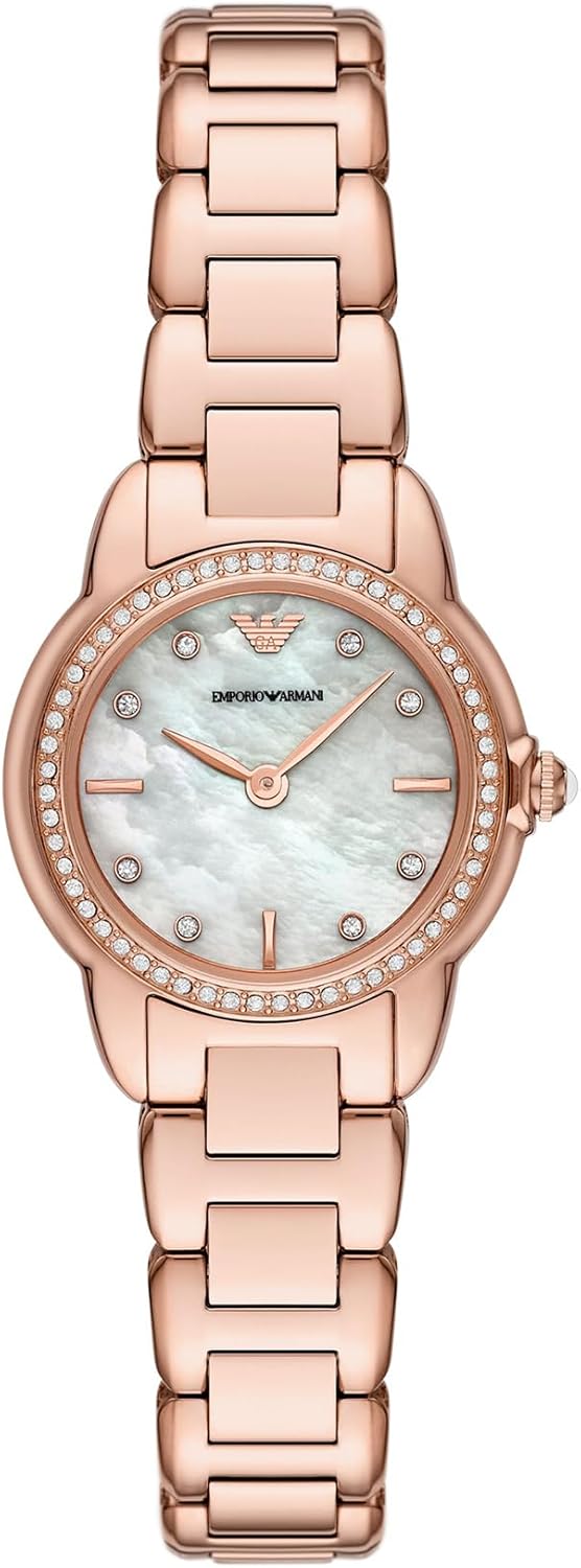 Emporio Armani Horloge Voor Dames, Driehandig Quartz uurwerk en 32mm kastmaat met roestvrij stalen, lederen of siliconen band