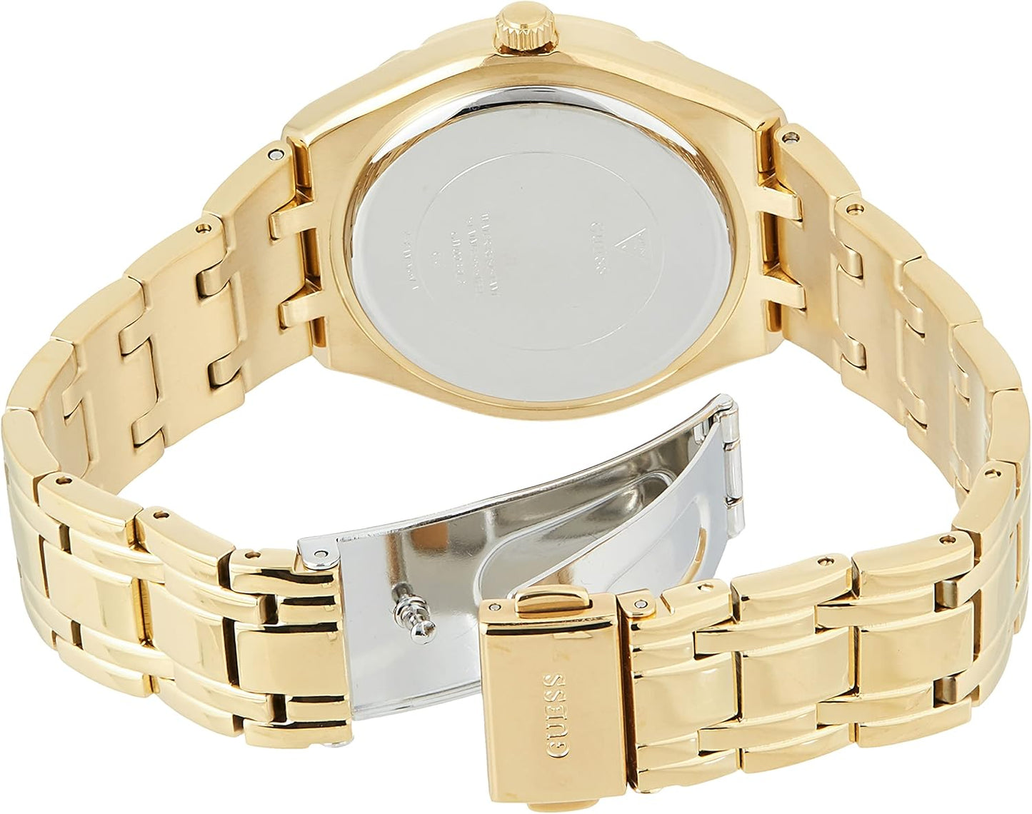 GUESS Blauw + Rose Goud-Tone Crystal Siliconen Horloge