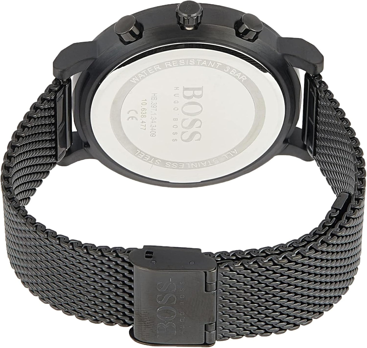 BOSS 1513813 analoog kwartshorloge voor heren met roestvrijstalen armband