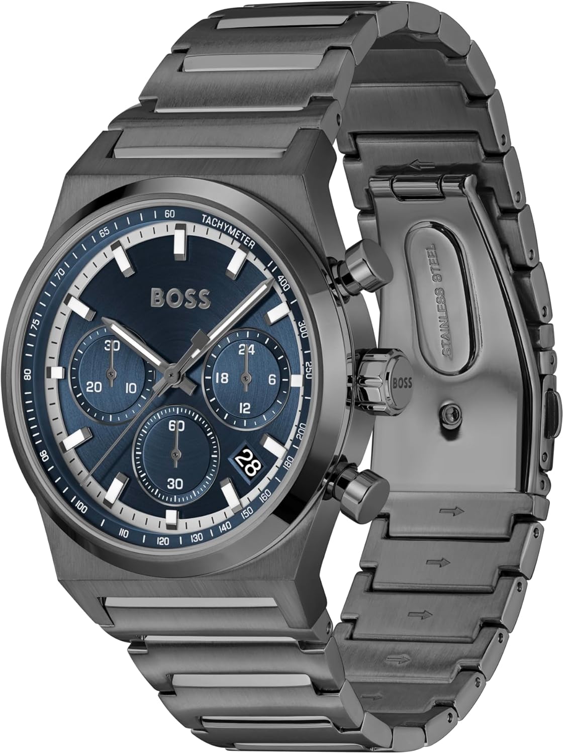 BOSS Chronograaf Quartz Horloge voor Heren CANDOR CHRONO Collectie - Verkrijgbaar met roestvrijstalen band of leren band