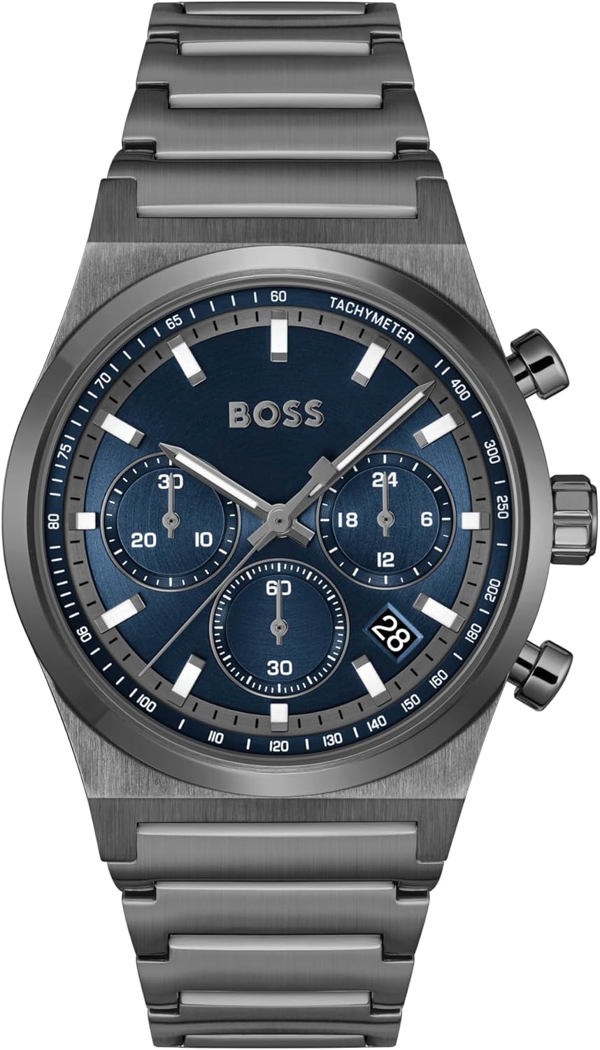 BOSS Chronograaf Quartz Horloge voor Heren CANDOR CHRONO Collectie - Verkrijgbaar met roestvrijstalen band of leren band