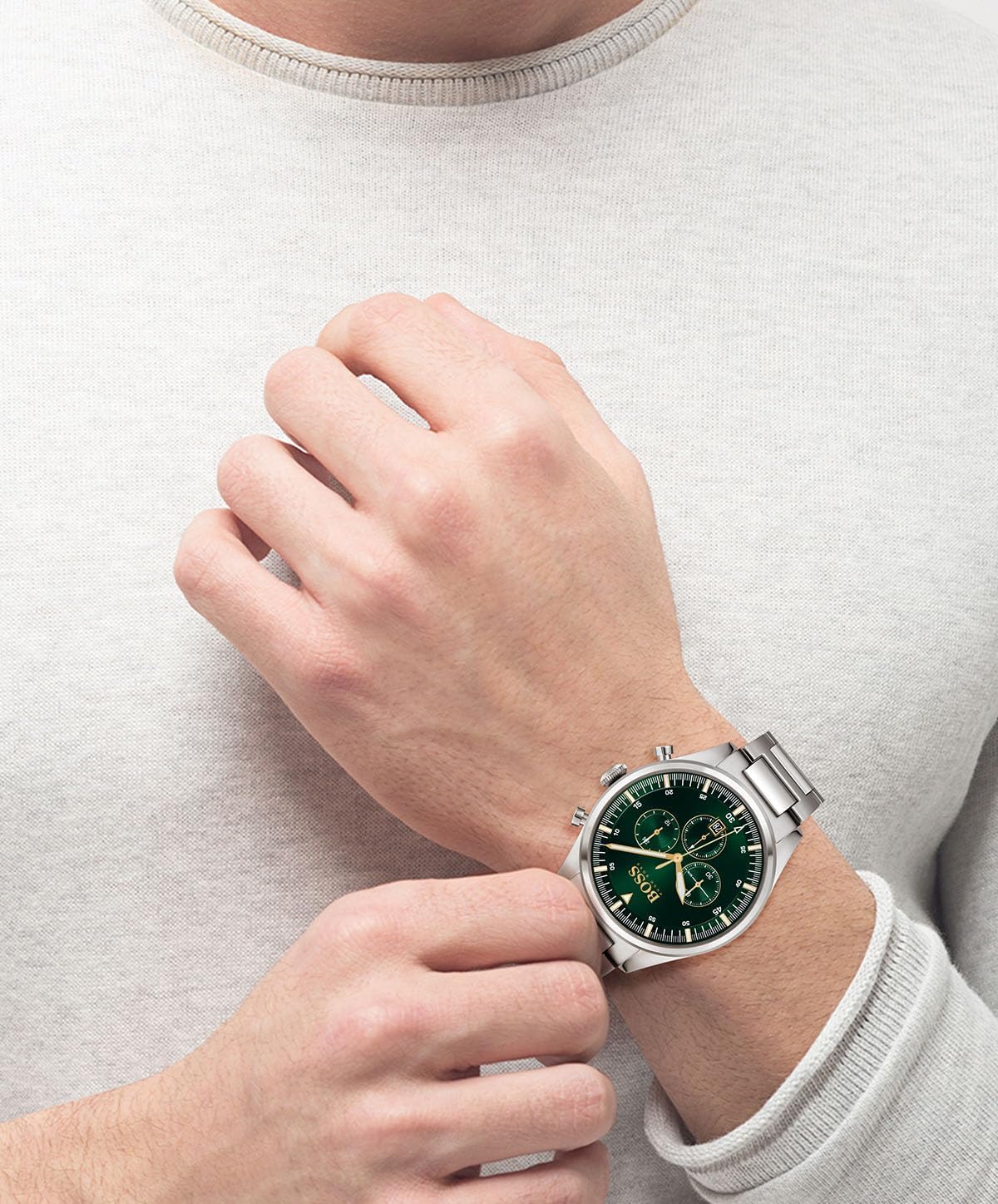 BOSS Analoog kwartshorloge voor heren met roestvrij stalen armband 1513868
