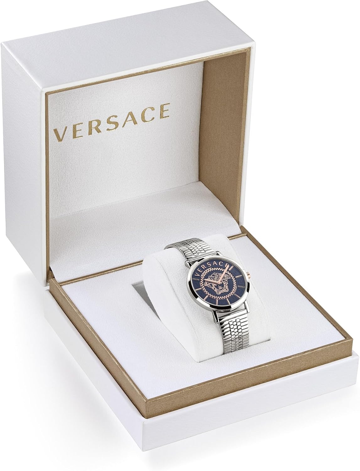 Versace Dameshorloge V-Essential zilver, blauw 36 mm VEK400821