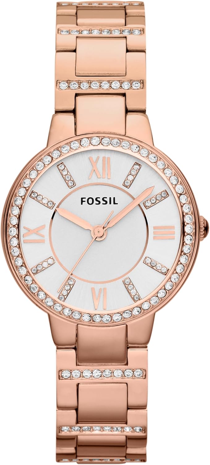 Fossil Virginia horloge voor dames, Quartz uurwerk met Stainless steel of leren band
