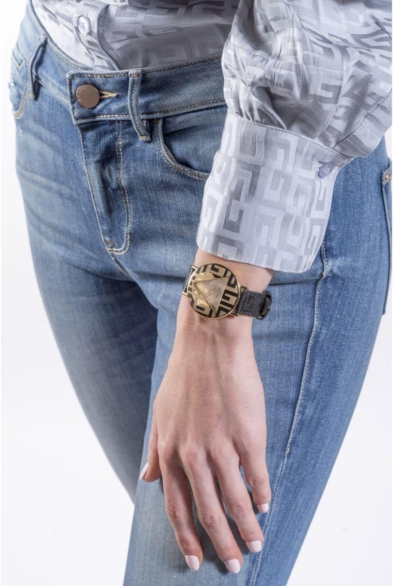 Guess Dames 36 mm horloge, Zwart, riem