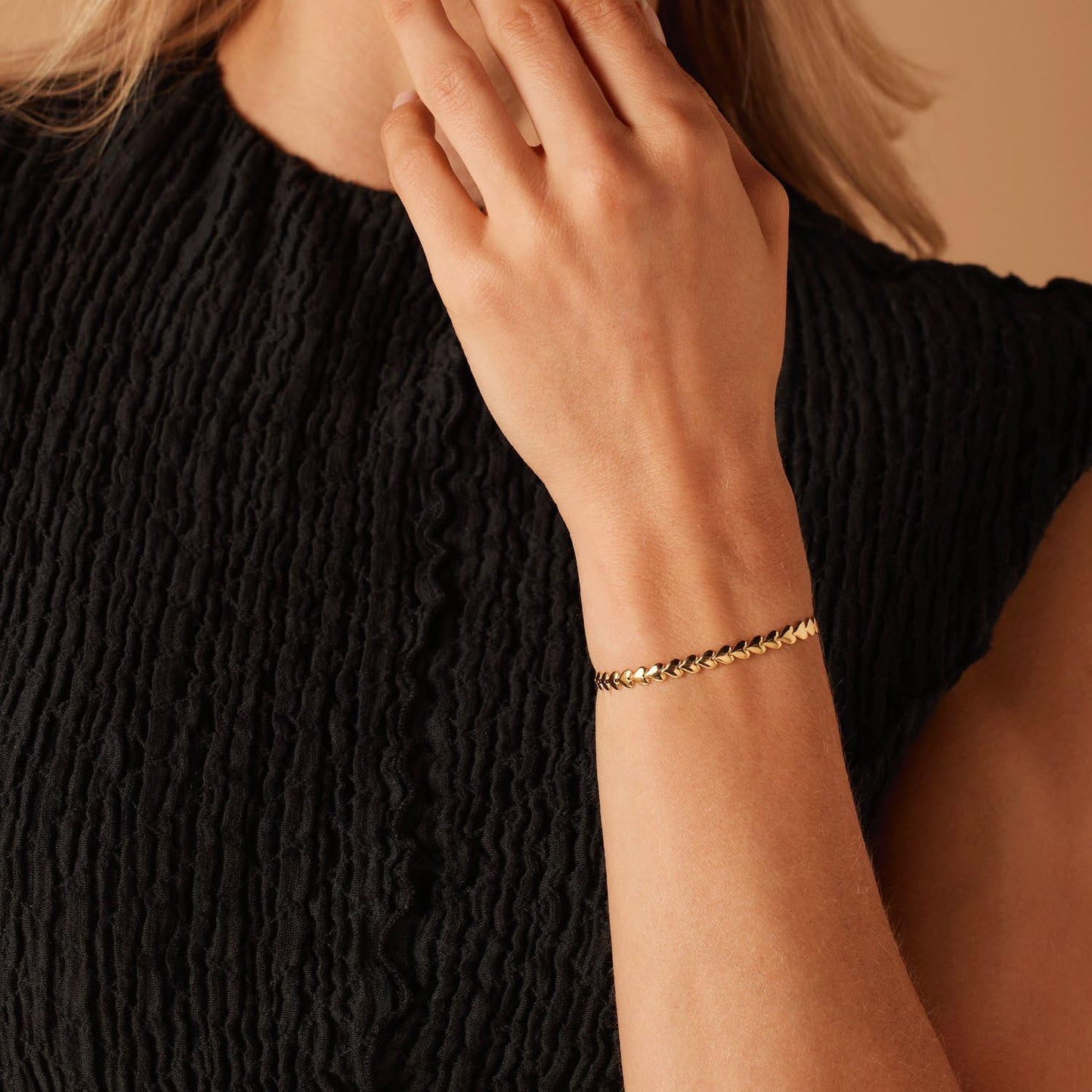 Lucardi - Dames vergulde zilveren armband hart schakel - armband - 925 zilver - geelgoud gelegeerd - 19 cm - nikkelvrij