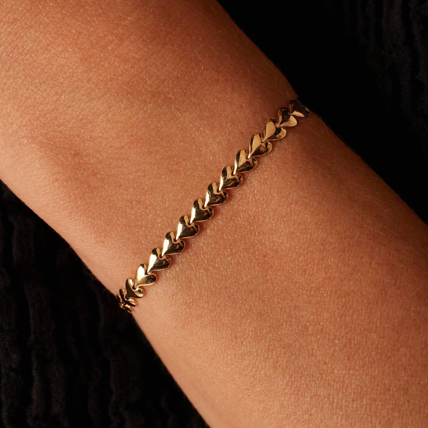 Lucardi - Dames vergulde zilveren armband hart schakel - armband - 925 zilver - geelgoud gelegeerd - 19 cm - nikkelvrij