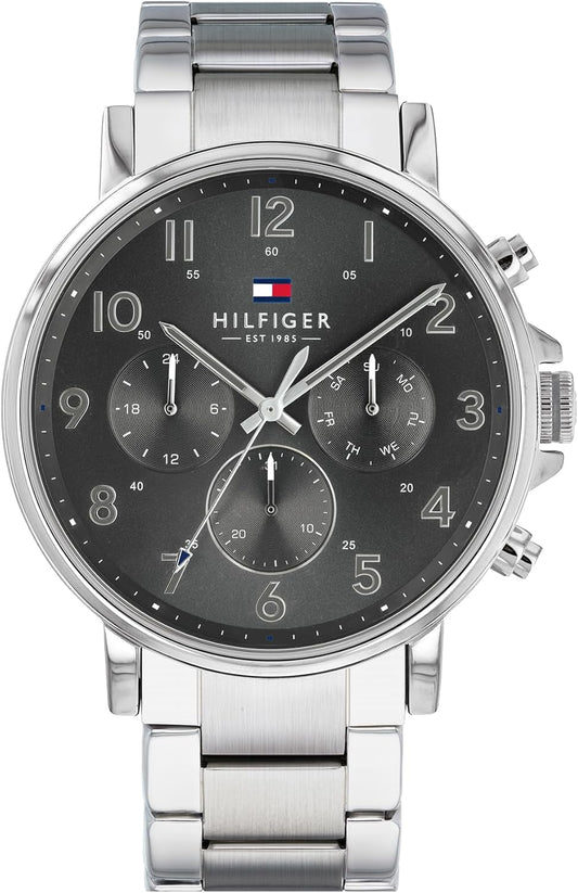 Tommy Hilfiger Danielmit herenhorloge met meerdere wijzerplaat, kwartsuurwerk, leren armband
