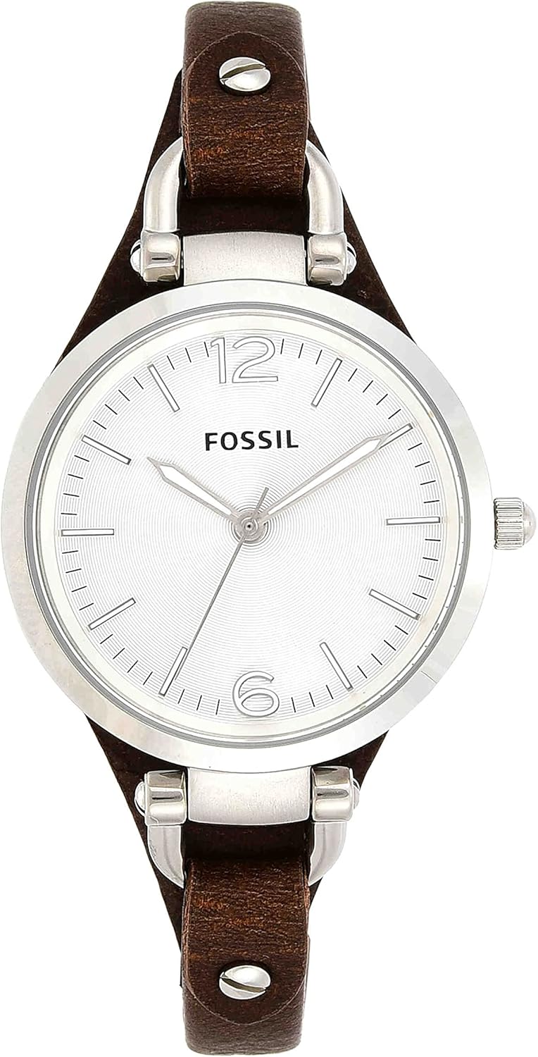 Fossil Dameshorloge Georgia, kastmaat 32 mm, quartz uurwerk, leren band