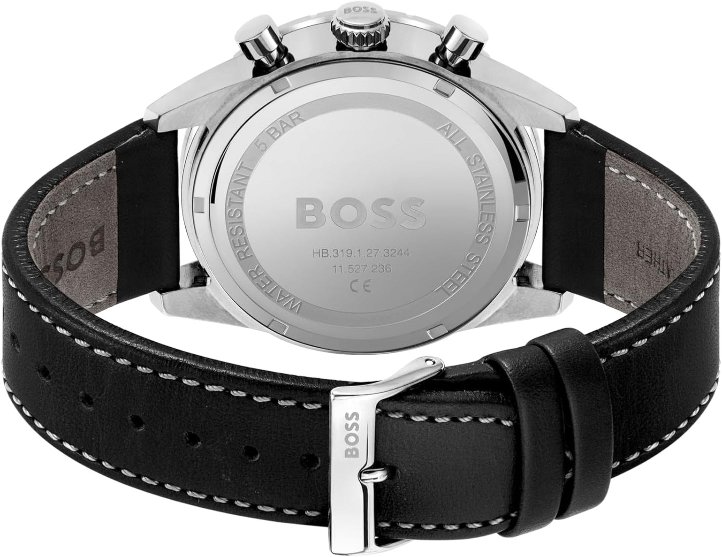 BOSS Analoog kwartshorloge voor heren, met lederen band 1513853