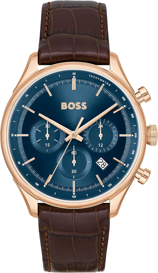 BOSS Chronograph Quartz horloge voor heren met bruine leren band - 1514050