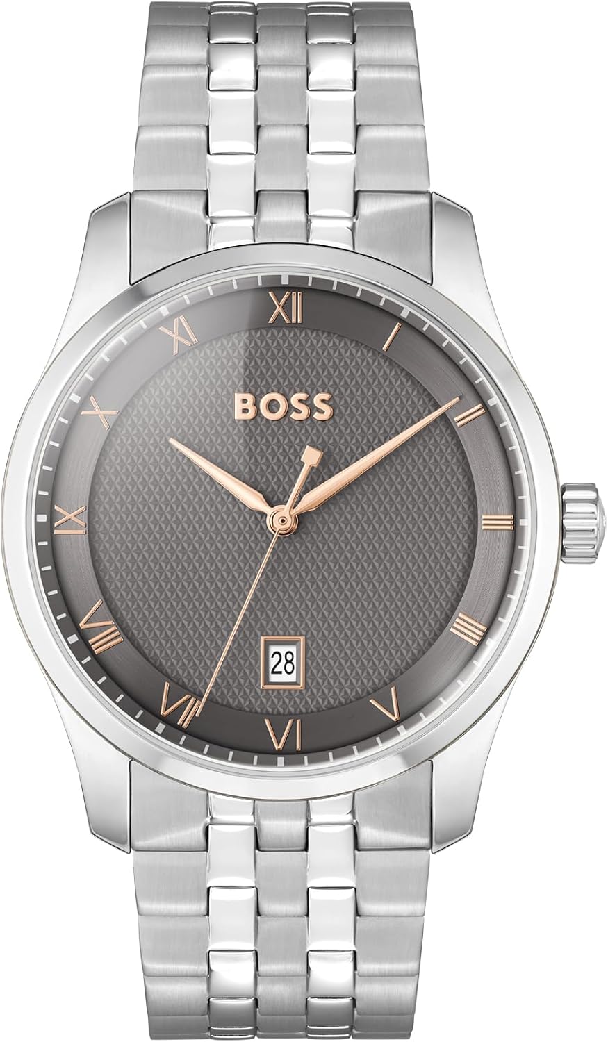 BOSS Analoog kwartshorloge voor heren uit de PRINCIPLE-collectie met leren of roestvrijstalen band, verkrijgbaar in zwart, Brown, blauw, Green en Grey