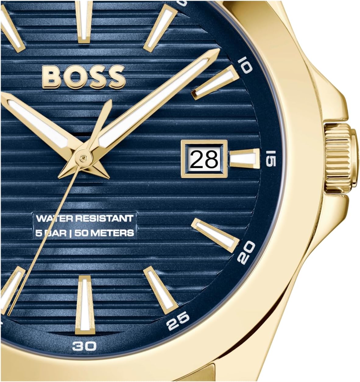 HUGO BOSS HEREN BLAUWE DIAL IONISCHE PLATED DUNNGOUD STALEN ARMBAND HORLOGE - 1514172, Blauw, Klassiek