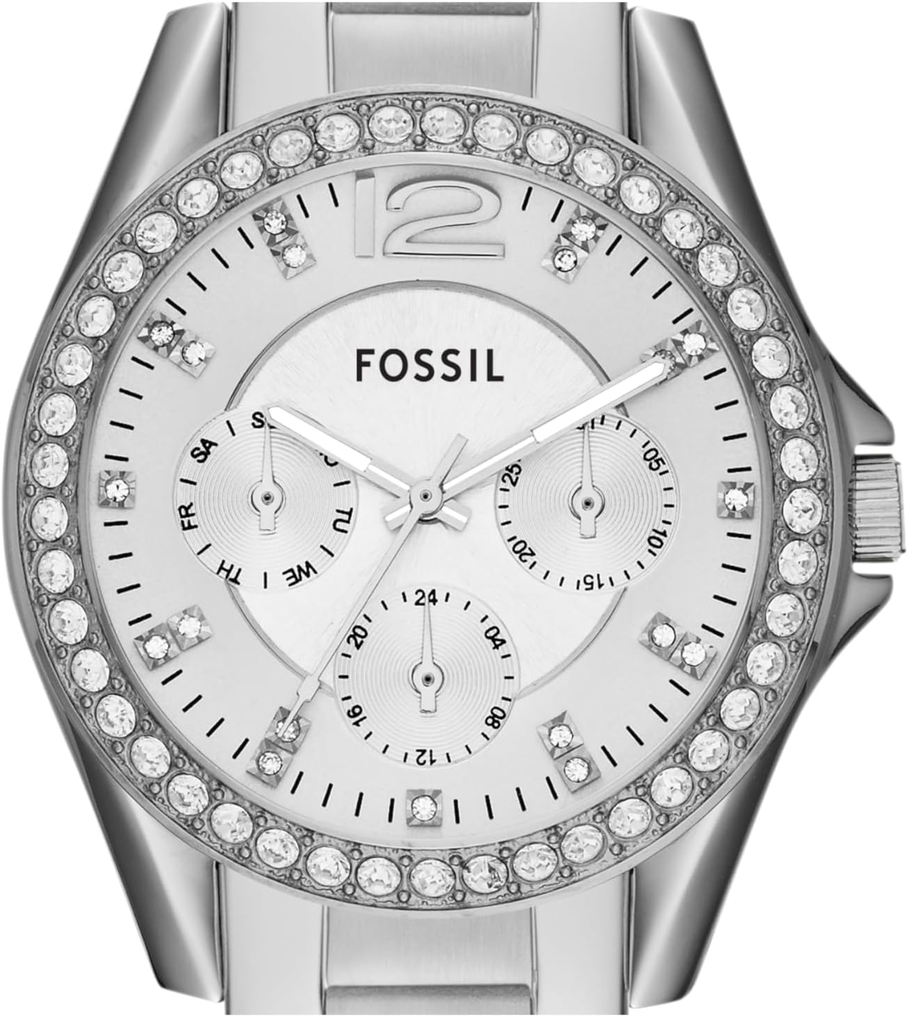 Fossil Dameshorloge Riley, kastmaat 38 mm, multifunctioneel quartz uurwerk, roestvrijstalen band