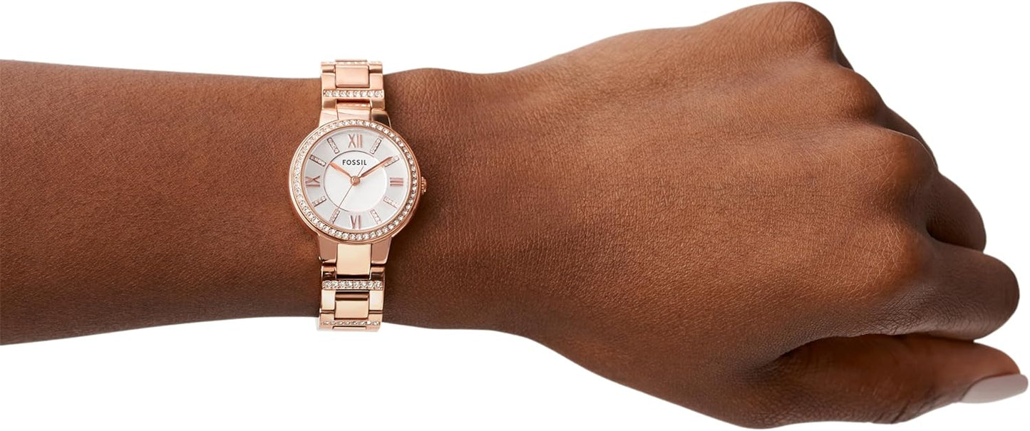 Fossil Virginia horloge voor dames, Quartz uurwerk met Stainless steel of leren band