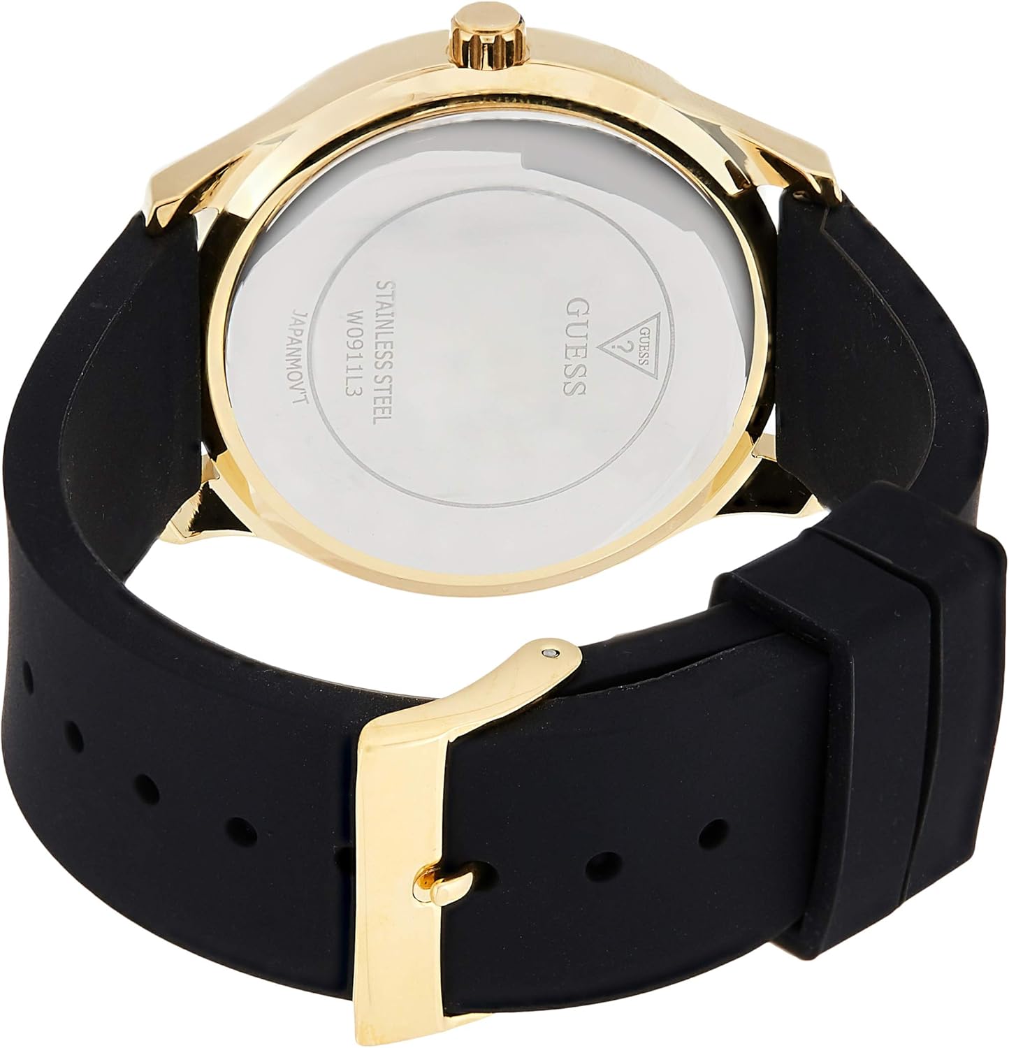 Guess Dames analoog kwartshorloge met siliconen armband W0911L3, zwart, armband