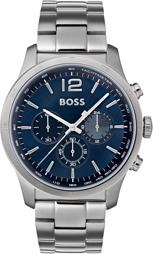 BOSS 1513707 Kwartshorloge voor heren, met roestvrijstalen armband