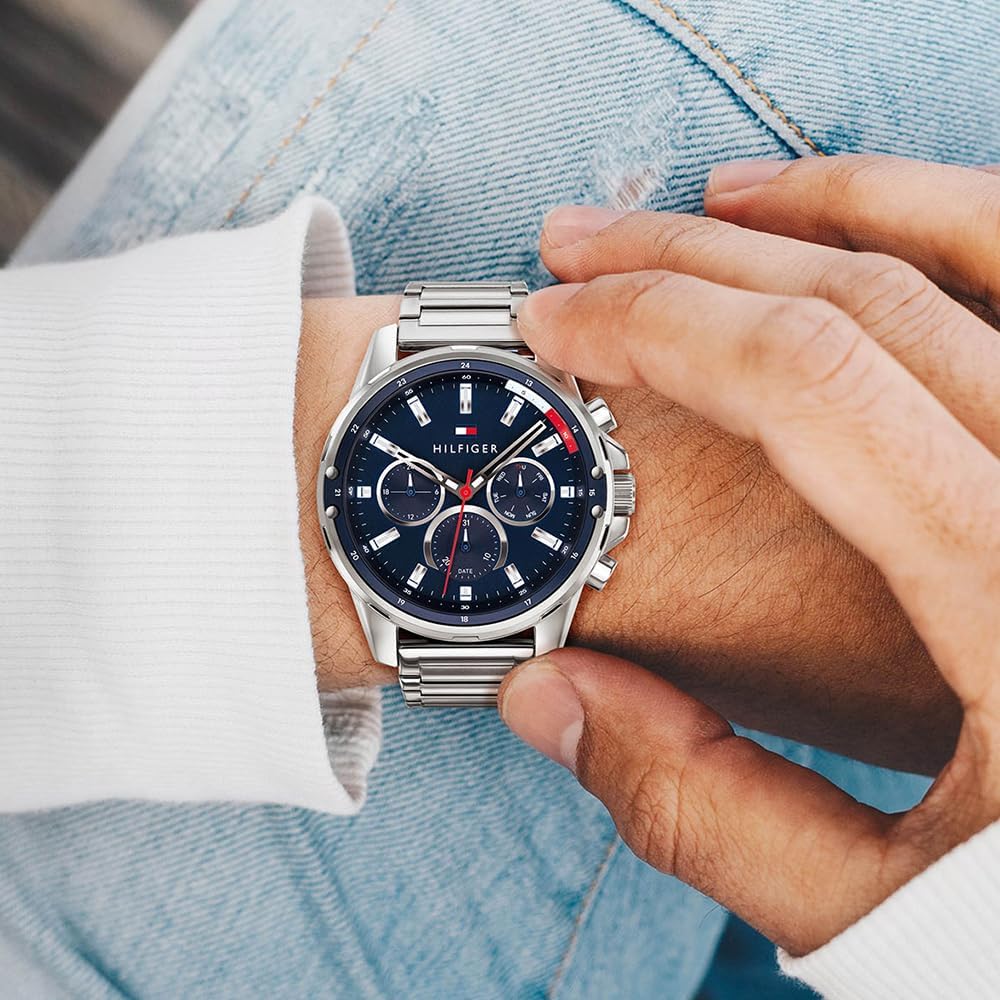 Tommy Hilfiger Multi-wijzerplaat kwarts horloge voor heren roestvrij stalen armband