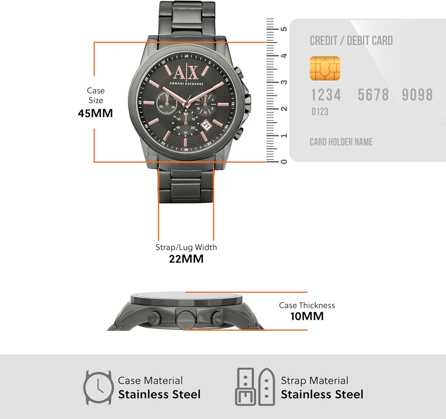Armani Exchange Chronograph Gray roestvrijstalen horloge