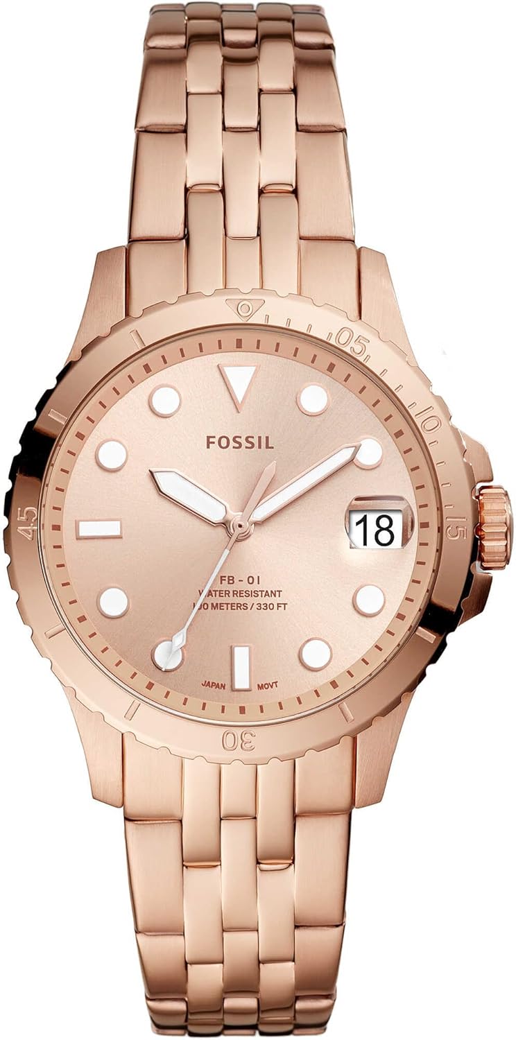 Fossil FB-01 Horloge voor dames, kwarts uurwerk met roestvrij staal of leren band