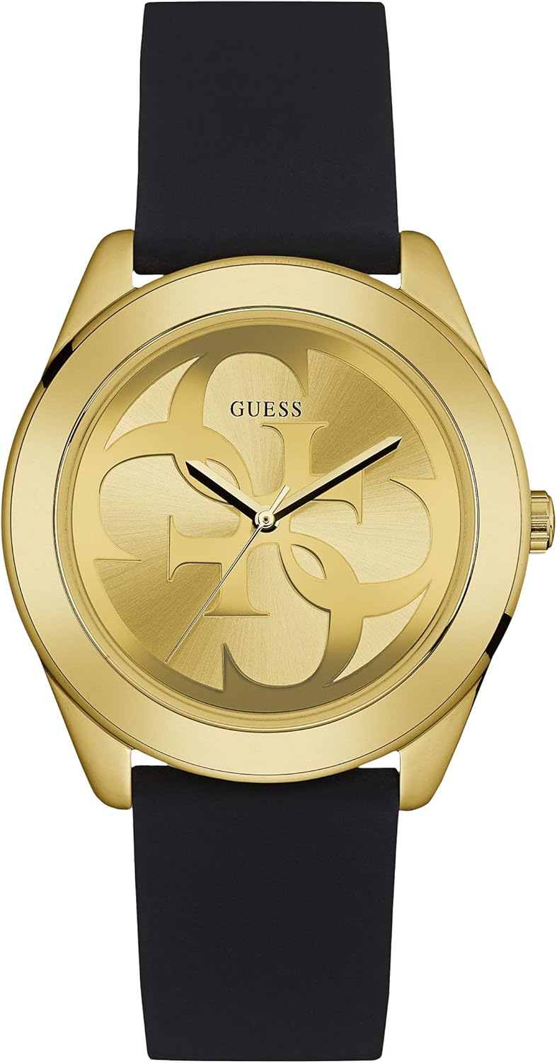 Guess Dames analoog kwartshorloge met siliconen armband W0911L3, zwart, armband