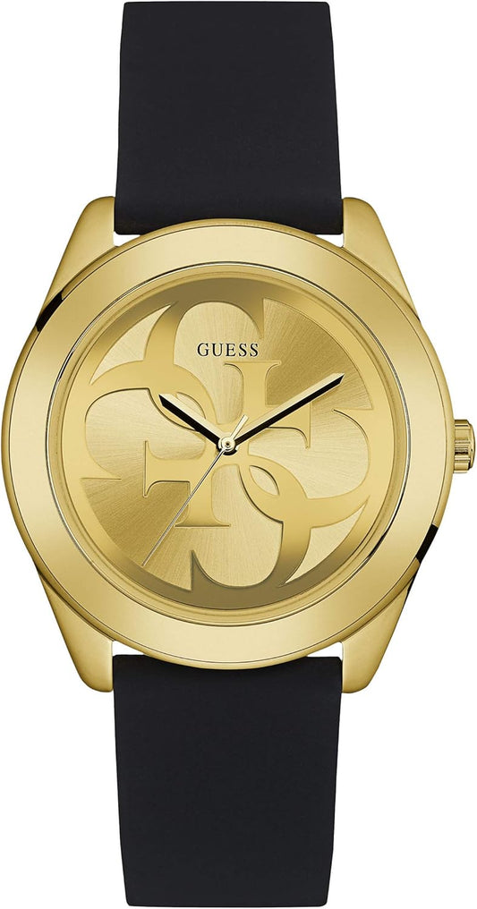 Guess Dames analoog kwartshorloge met siliconen armband W0911L3, zwart, armband
