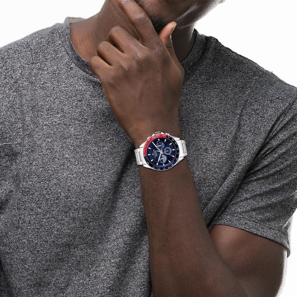 THW Mannen analoog quartz horloge met roestvrij stalen band 1791968, Blauw