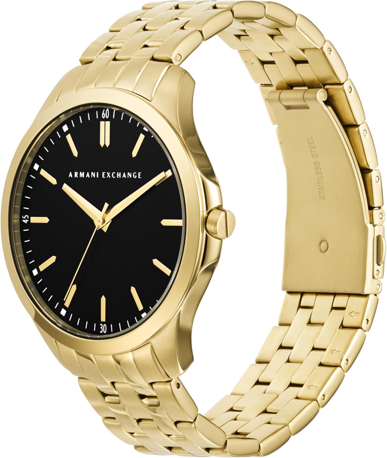 Armani Exchange herenhorloge met drie wijzers, kastmaat 45 mm, roestvrijstalen armband